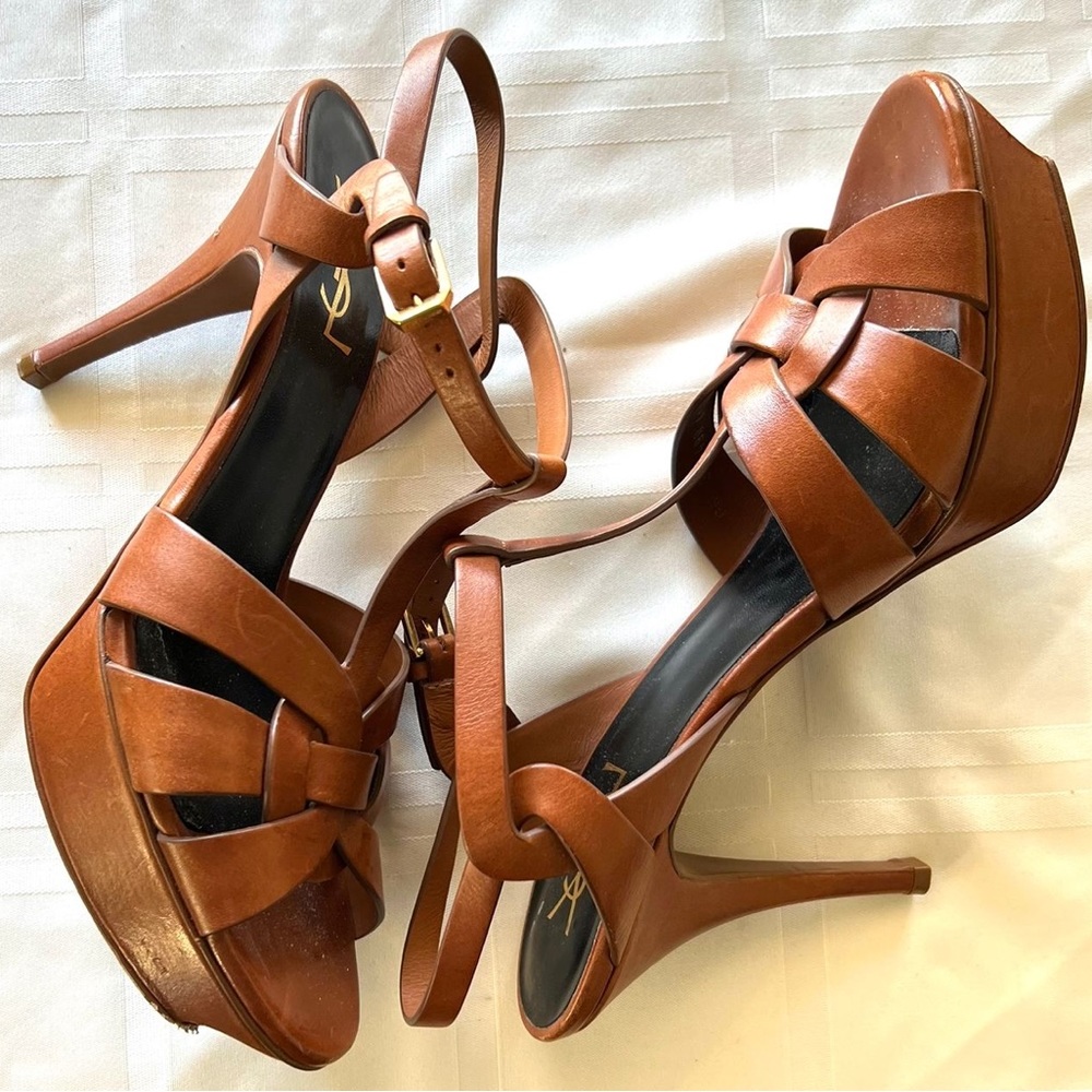 Women’s YSL Saint Laurent Brown Sandal Sz 41
